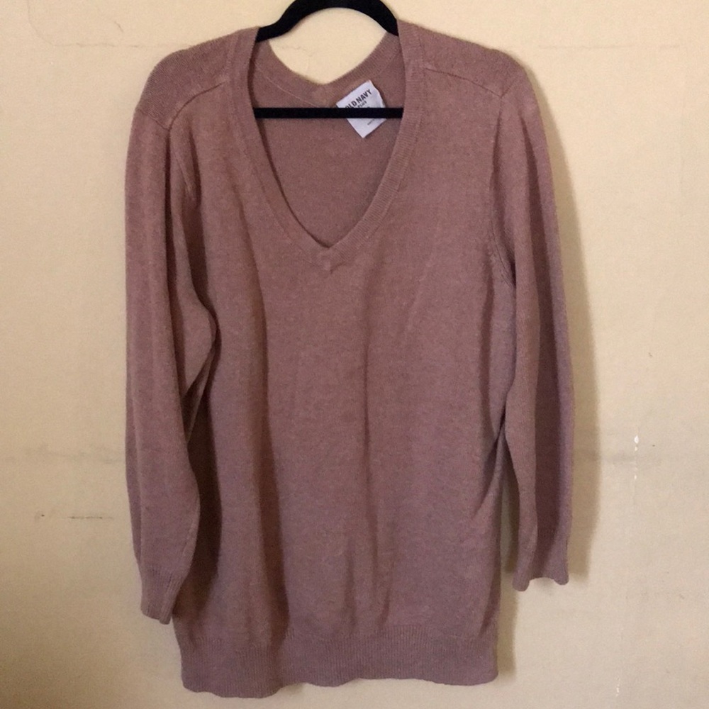 Camel colored v neck sweater